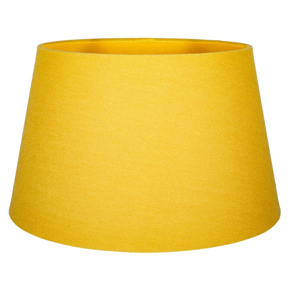 image 1 of Traditional 30cm Mustard Ochre Linen Fabric Drum Table/Pendant Shade 60w Maximum | Yellow