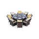 image 3 of Arizona Fire Pit 8 Seater Round Rattan Dining Set | Brown | Brown