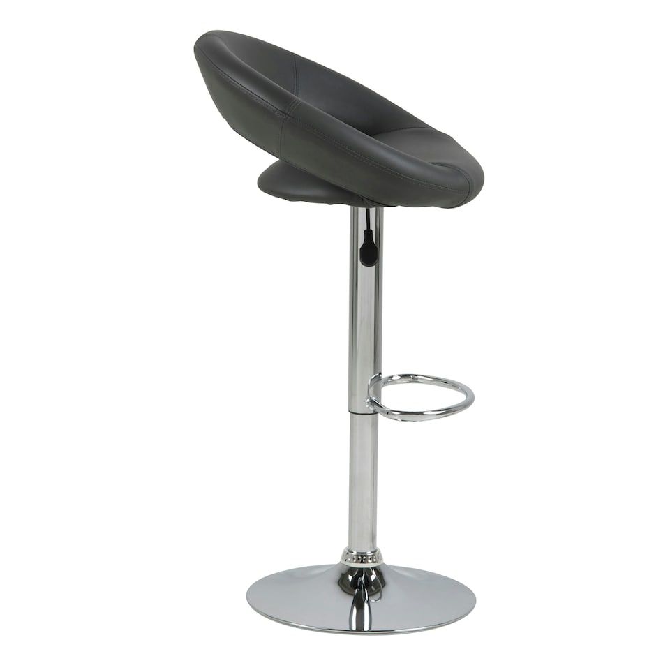 image 1 of Plump Dark Grey Swivel Bar Stool with Open Back