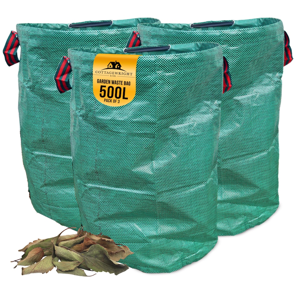 image 1 of Garden Bags Heavy Duty with Handles Reusable Garden Waste Bags for Plant, Grass, Dirt, Leaves Collection - Pack of 3