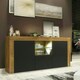 image 5 of TV Unit 145cm Black Matt Doors Free LED Oak Modern Media Cabinet Multi | Oak Matt Body & Black Matt Doors