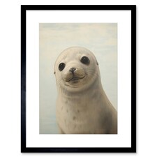 Adorable Baby Seal Pup Portrait Cute Animal 9x7" Black Framed Wall Art Print