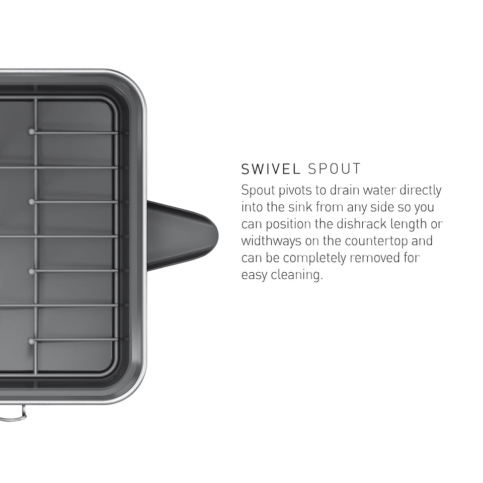 image 1 of Simplehuman Compact Steel Frame Dish Rack Dish Drainer, Brushed Stainless Steel