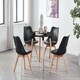 image 2 of 5PCs Dining Set - a Black Round Dining Table & Set of 4 White Lorenzo Tulip chairs with Padded Seat | Black