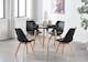 image 2 of 5PCs Dining Set - a Black Round Dining Table & Set of 4 White Lorenzo Tulip chairs with Padded Seat | Black