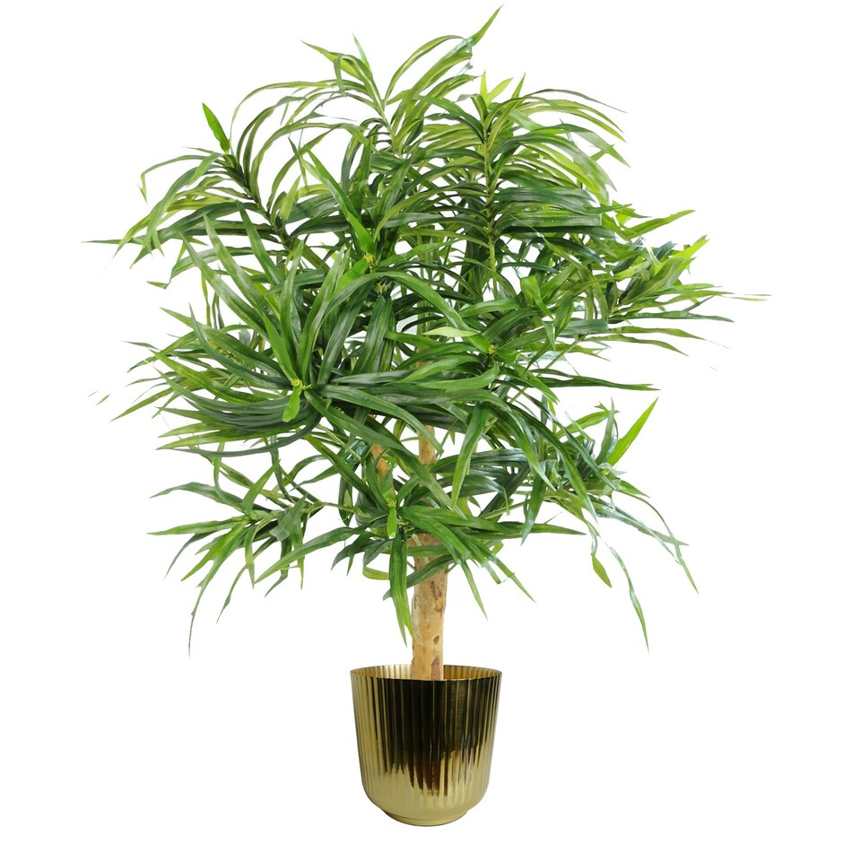 image 1 of 20cm Gold Fluted Metal Planter by Leaf