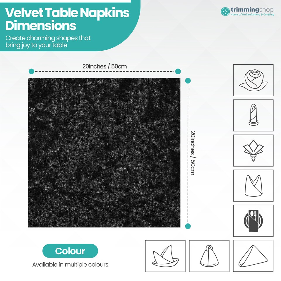 image 1 of Square Crushed Velvet Napkins, Cloth with Hemmed Edges Napkins - 20 Inch