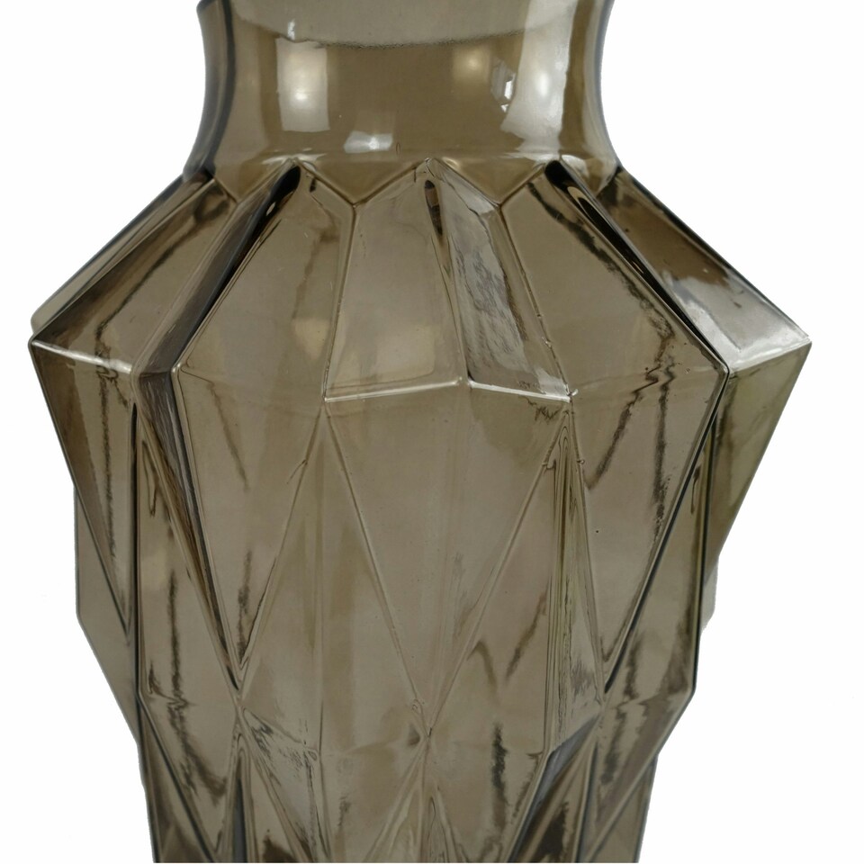 image 1 of 30cm Brown Geometric Glass Vase | Brown | 30