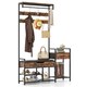 image 1 of COSTWAY Coat Rack Hall Tree with Shoe Storage Bench Brown | One Size