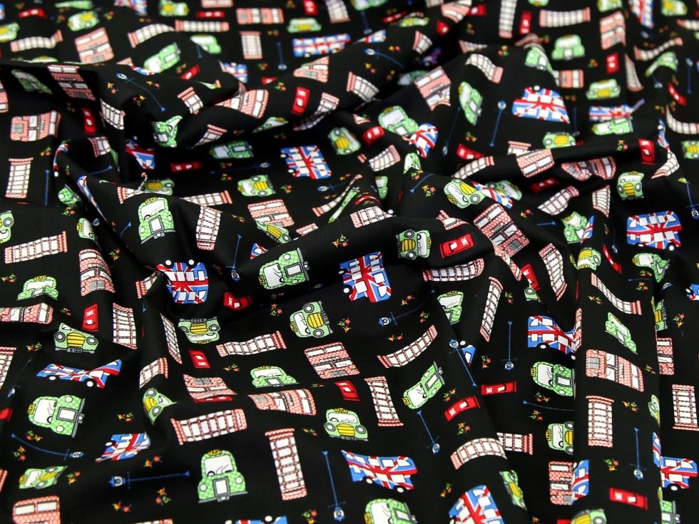 Black 100% Cotton Poplin Fabric for Dressmaking, Quilting, 110cm / 43" Wide - per metre