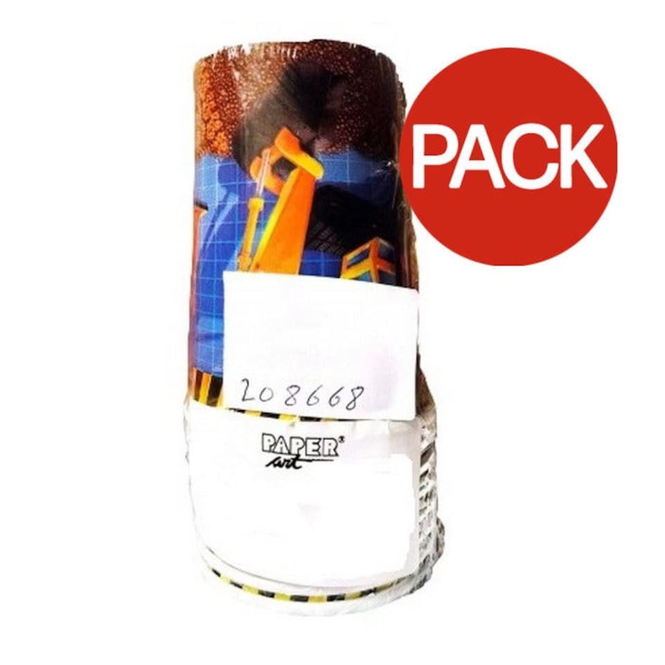 Creative Party Under Construction 266ml Party Cup (Pack of 8) - Multicoloured - One Size