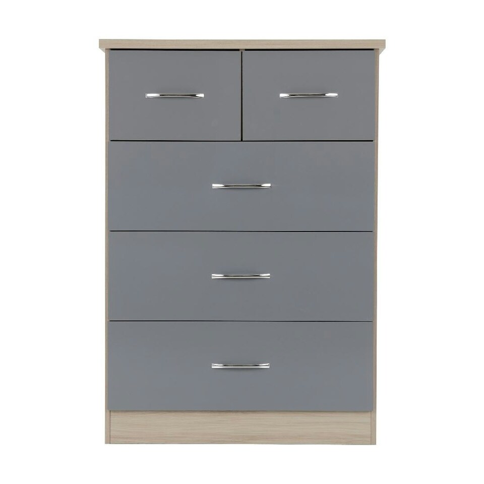 image 1 of Nevada 3+2 Drawer Chest Black | Black Wood Grain