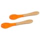 image 1 of Tiny Dining Bamboo Baby Weaning Forks with Silicone Tip - Orange - Pack of 2