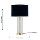 image 9 of Set of 2 Aura - Satin Brass Lamps with Navy Blue Crushed Velvet Shades Bronze | Blue