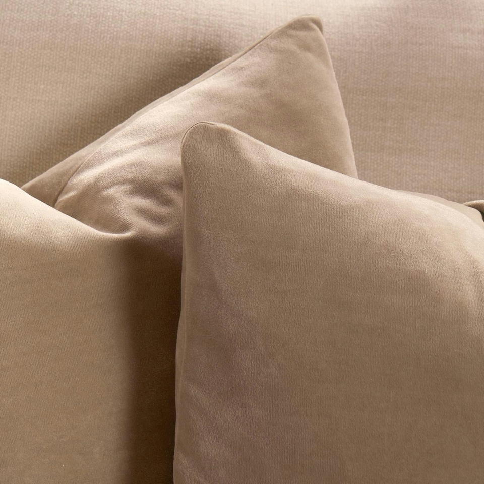 image 1 of OHS 4 x Soft Plain Matte Velvet Filled Cushions, 45x45cm - Natural | Yellow | Natural | 45 x 45cm | 4