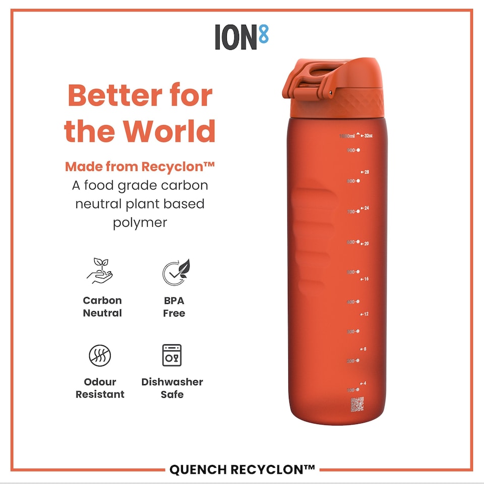 image 1 of Leak Proof 1 Litre Water Bottle, BPA Free, 1000ml (32oz) | Orange | Hearty Orange | 1L