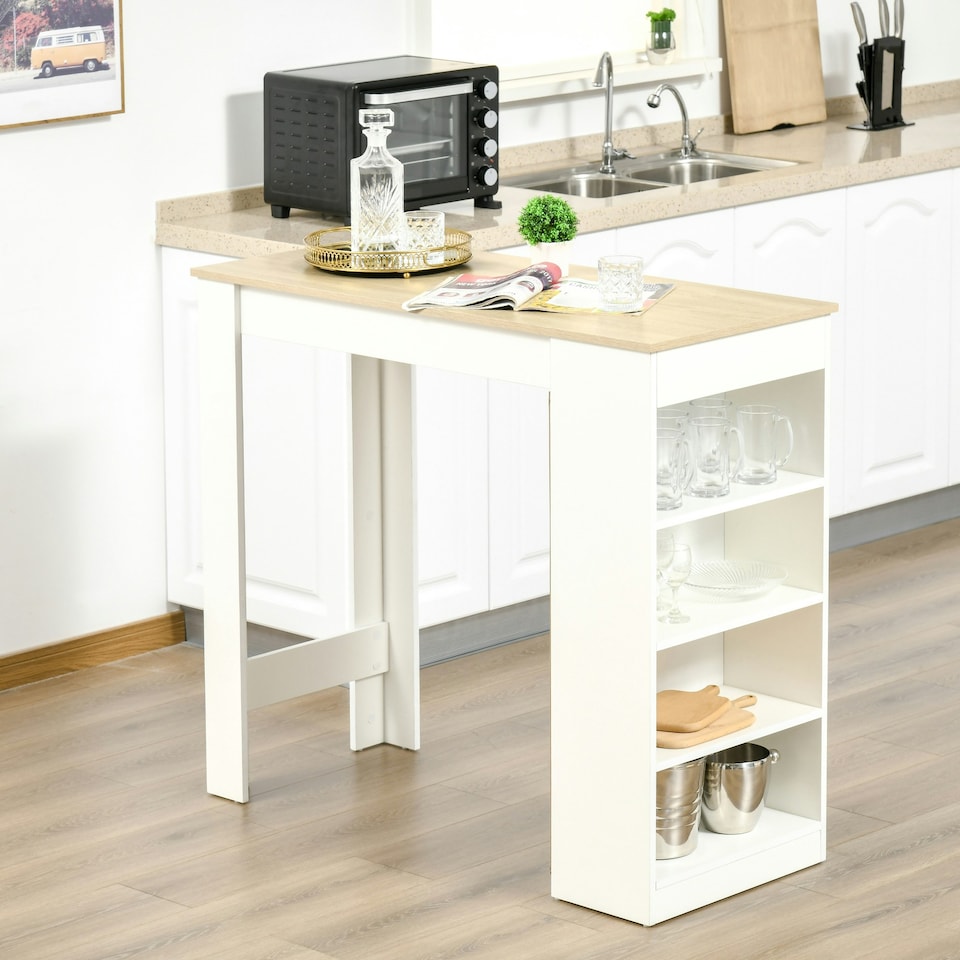 image 1 of HOMCOM Bar Table Coffee Table Kitchen Dining Table with 4-Tier Shelf