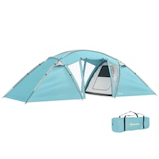 Outsunny 4-6 Man Family Camping Tent w/ 2 Bedrooms, a Living Room, Grey 