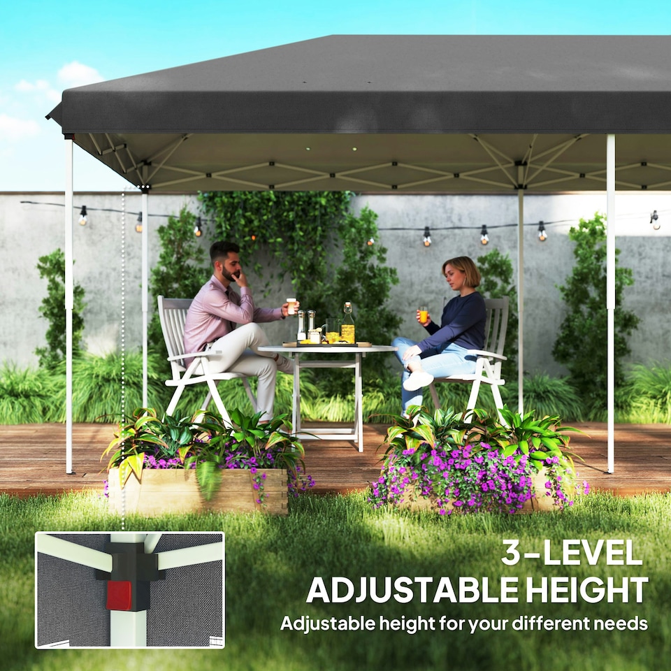 image 1 of Outsunny 6 x 3(m) Pop Up Party Tent Canopy with 6 Removable Sidewalls Black