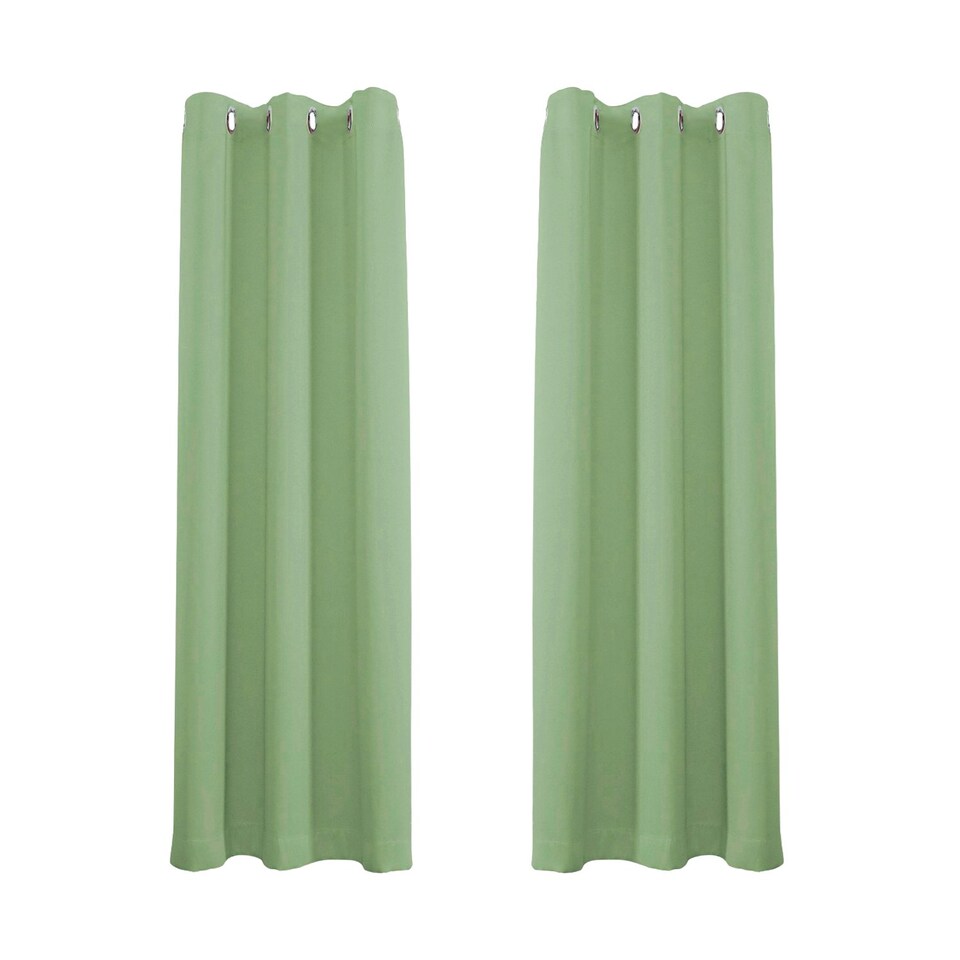 image 1 of Olive Eyelet Curtains - Thermal Blackout Curtains  - 66 x 84 Inch Drop - 2 Panel