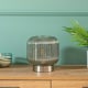 image 3 of ValueLights Monroe Smoked Grey Ribbed Glass Table Lamp
