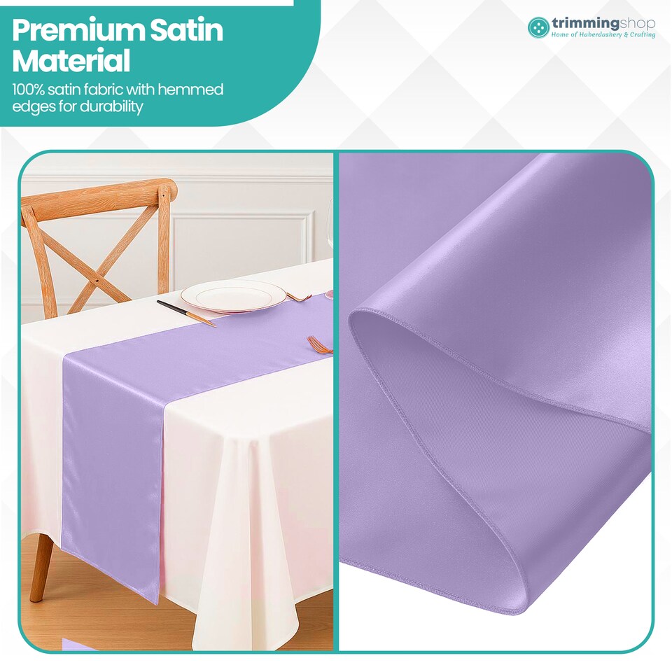 image 1 of Satin Table Runner for Dining Table - 11 x 108 Inch