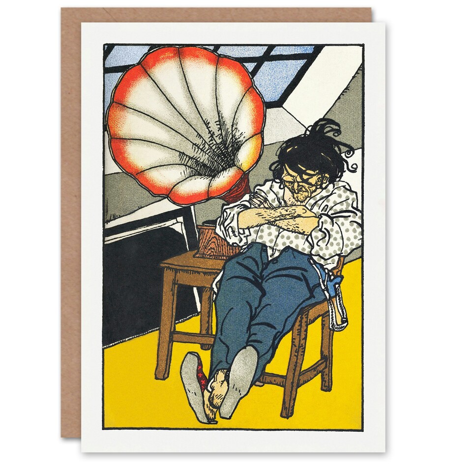 image 1 of Moriz Jung Art Card A Beethoven Enthusiast Painting