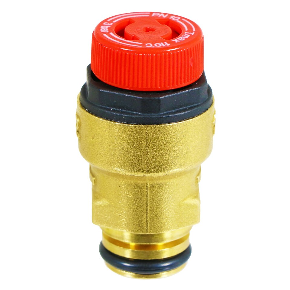 image 1 of SPARES2GO Boiler Pressure Relief Valve 3 Bar 1/2" BSP Push Fit Brass PN 10 Safety PRV