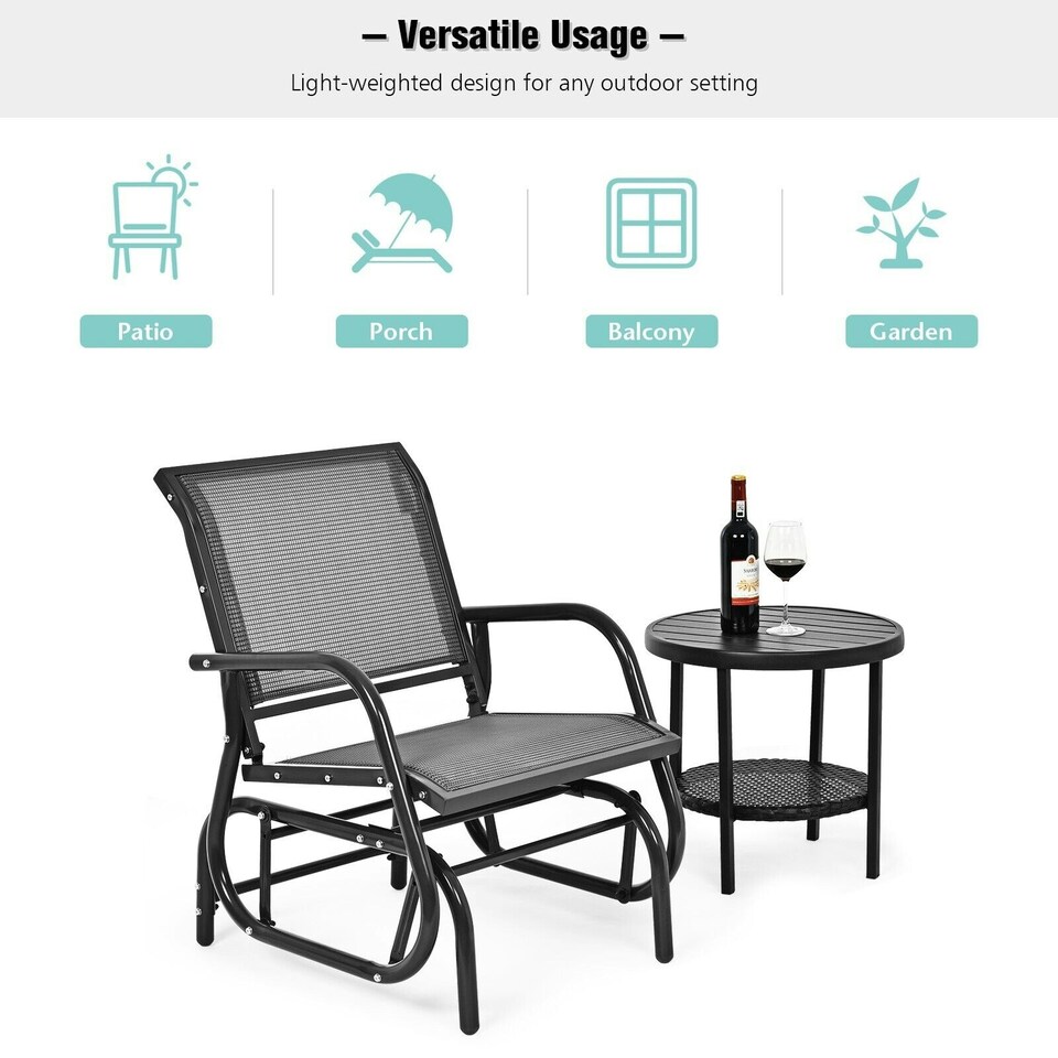 image 1 of COSTWAY Garden Glider Chair Swing Rocking Chair Grey Grey