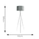 image 5 of ValueLights Camden Chrome Tripod Floor Lamp Grey Velvet Shade & Bulb | Grey