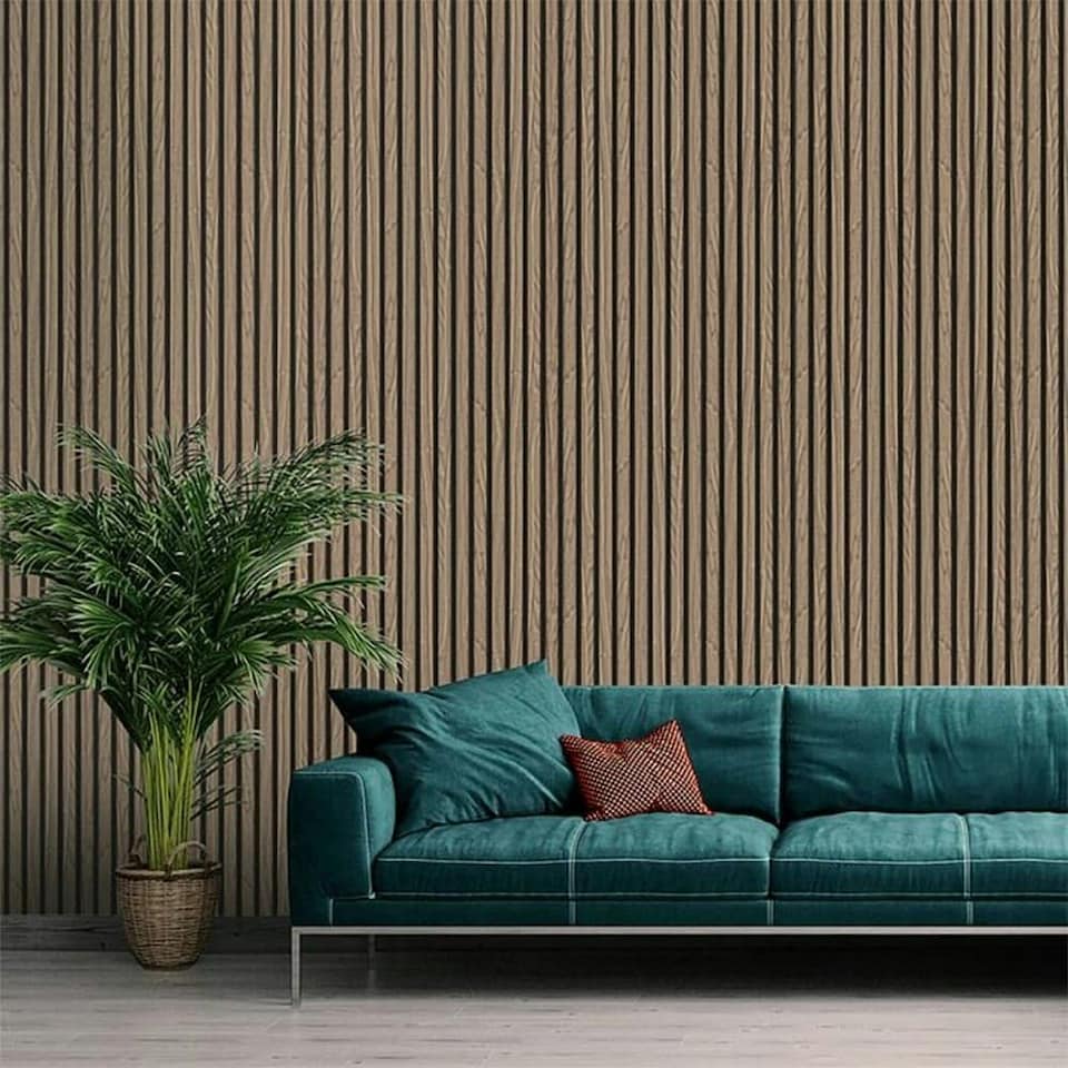 image 1 of Belgravia Wood Slats Vinyl Wallpaper - Walnut Brown - One Size | Brown