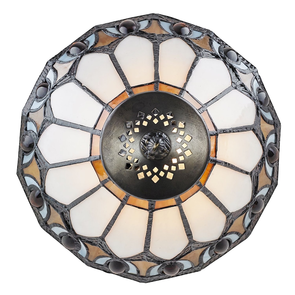 image 1 of Art Deco Tiffany Glass Table Lamp with Amber Shade | Orange | Amber | 1
