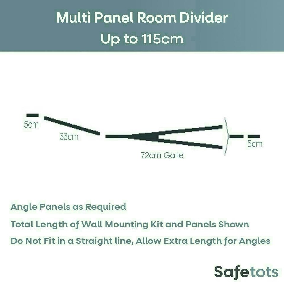 image 1 of Safetots Premium Multi Panel Room Divider, up to 115cm Wide, Grey, 70cm Tall, Multi Panel Flexible Room Barrier, Room Divider with Door for Baby Grey
