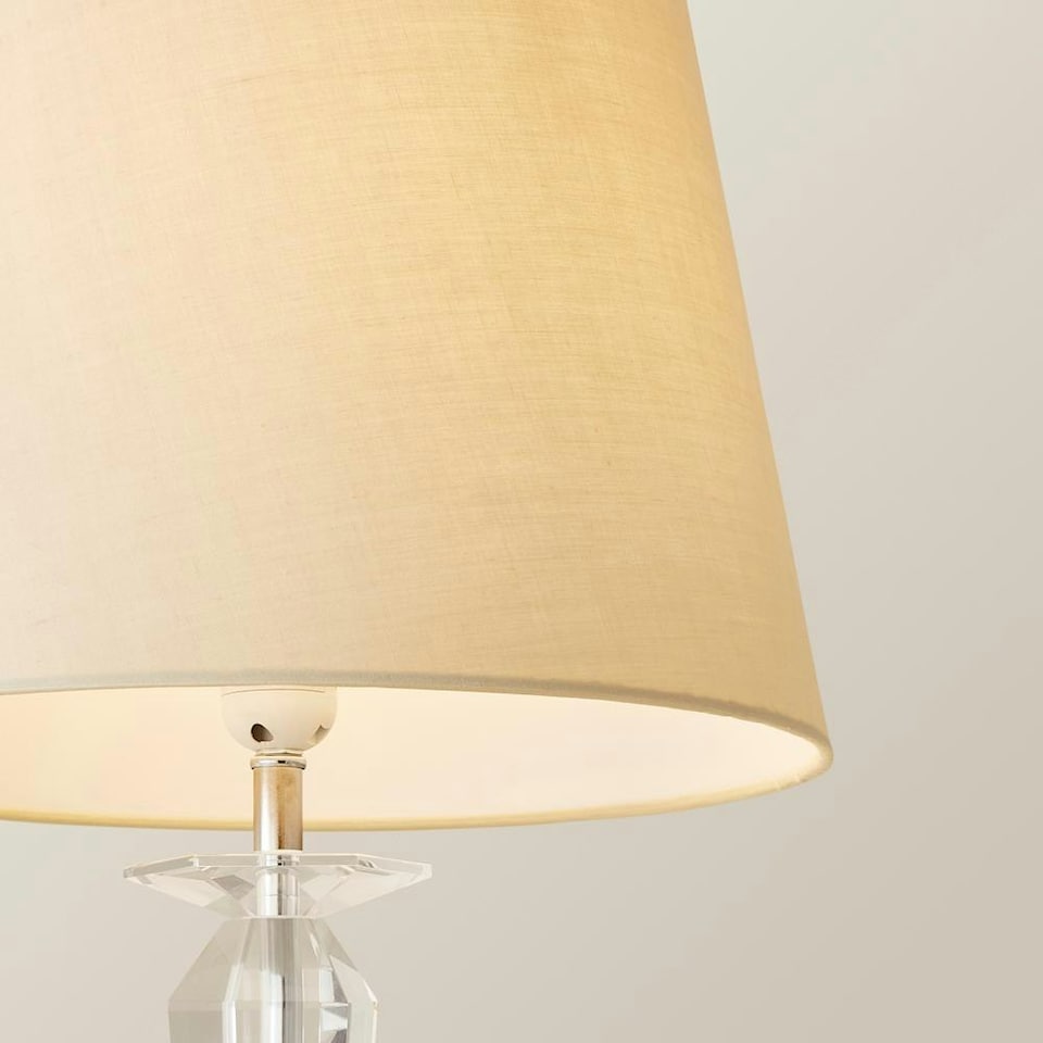image 1 of ValueLights Modern Clear Genuine K9 Crystal Base Table Lamp With Beige Shade