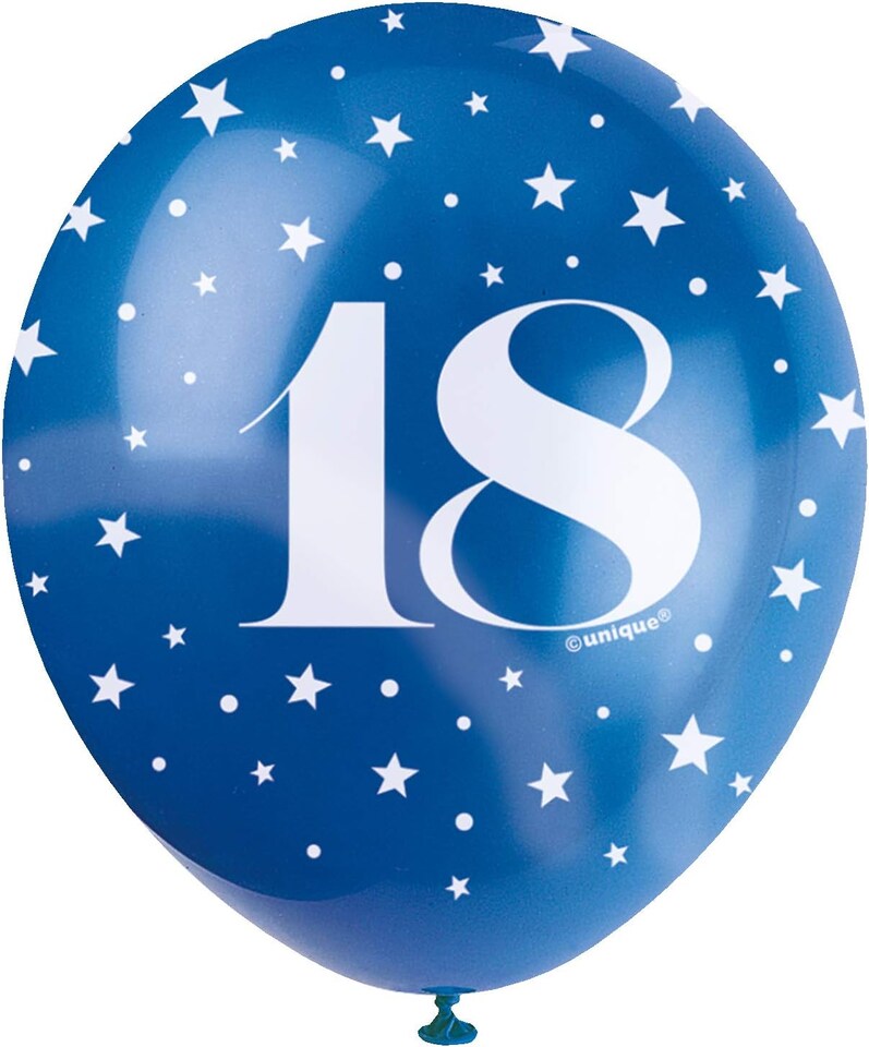 image 1 of Assorted Age 18 Pearlised Biodegradable Latex Balloons 30cm / 12 in - Pack of 5
