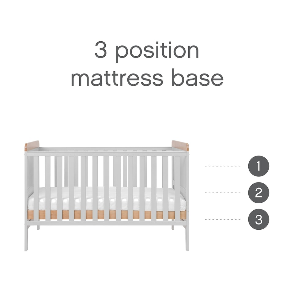 image 1 of Tutti Bambini Rio Cot Bed with Cot Top Changer & Mattress - Dove Grey/Oak