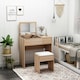 image 2 of HOMCOM Dressing Table Set Cushioned Stool Flip-up Mirror Drawer Chipboard Wood