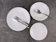 image 2 of White Opal Glass Dinner Set Plates Soup Bowls Dinnerware | White | Sophia Wavy - 12 Pcs | 12