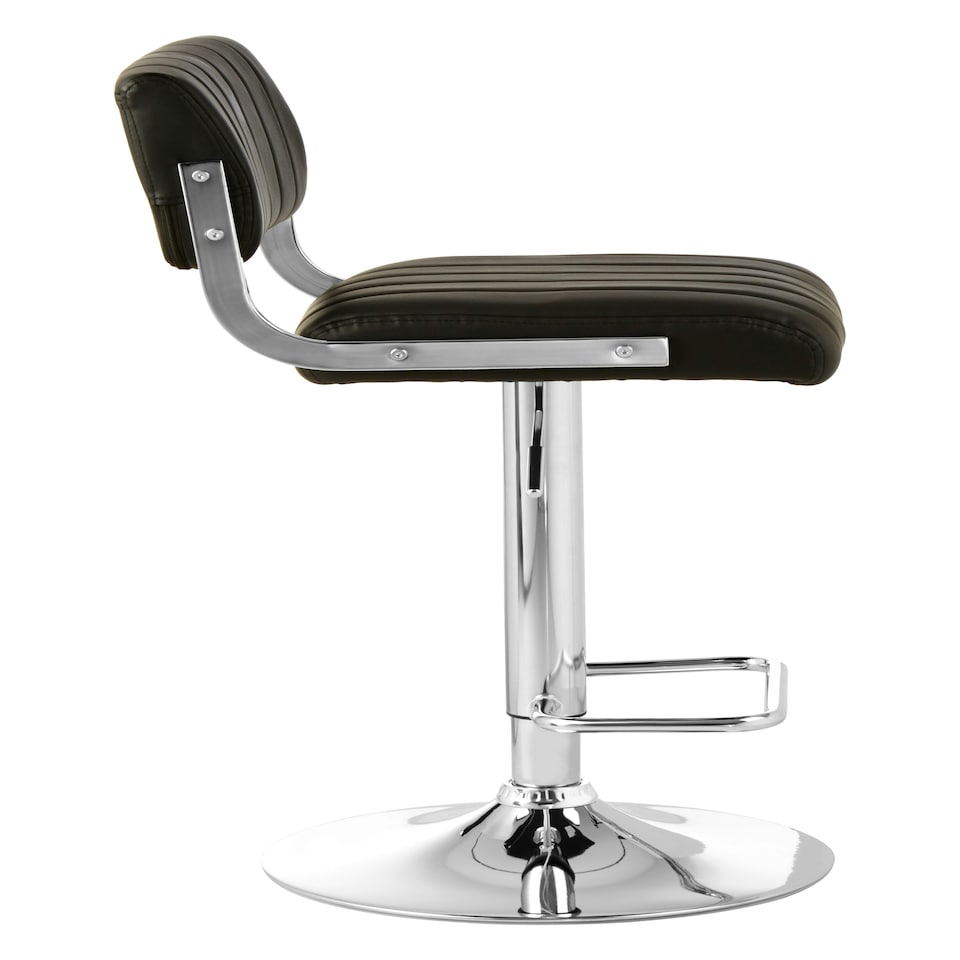 image 1 of Interiors by Premier Black Channel Design Seat Bar Stool, Adjustable Height Kitchen Bar Stool, Footrest Swivel Barseat