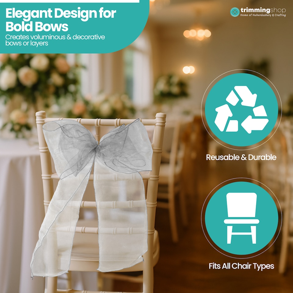 image 1 of 17 x 280cm Organza Chair Sashes, Sheer Sash Ties - 25pcs