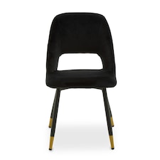 Interiors by Premier Black Velvet Dining Chair, Velvet Upholstered Accent Dining Table Chair, Tapered Back Living Room Chair Black