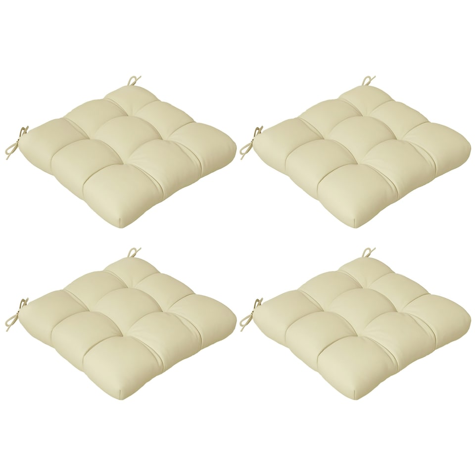 image 1 of Outsunny Set of 4 Outdoor Seat Cushions Water Repellent Seat Pads with Ties | Blue | Blue | 4