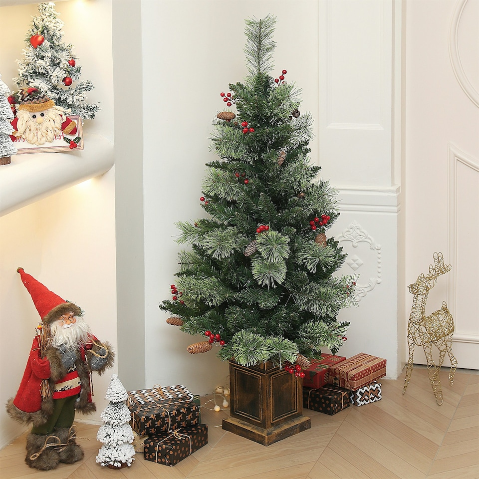 image 1 of HOMCOM 1.2m Prelit Christmas Tree with 100 Warm White LED Lights and 8 Modes