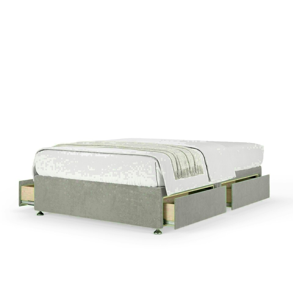 Seal Grey Naples Velvet 4 Drawer Divan Base Super King