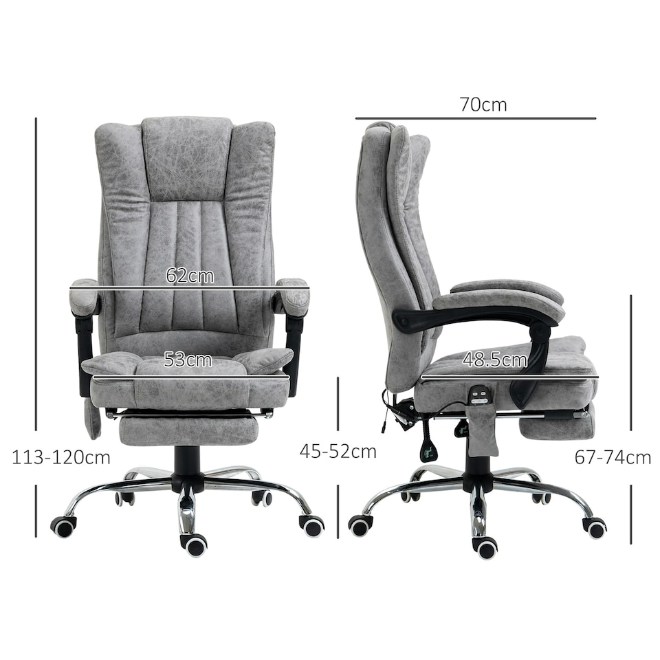 image 1 of Vinsetto 6-Point Vibrating Heat Massage Chair w/ Microfibre Upholstery Grey