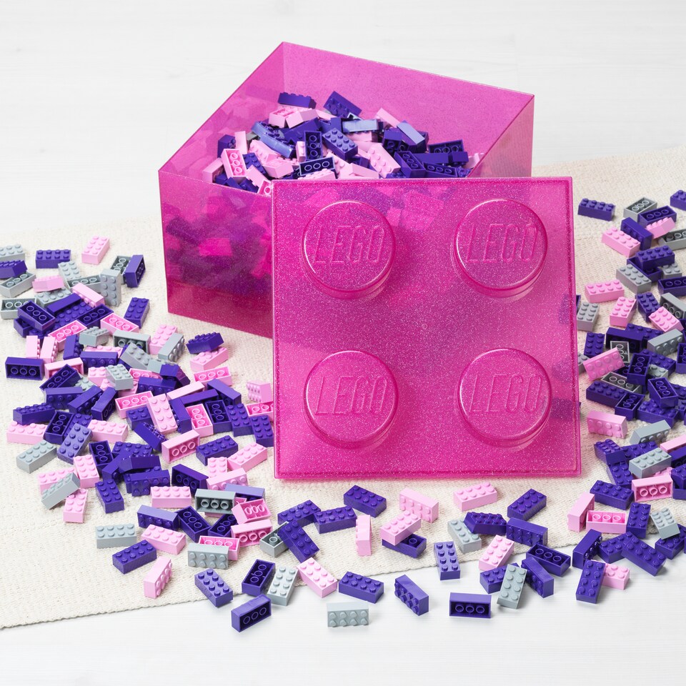 image 1 of LEGO Storage Brick 4 Stud - Glitter Medium Violet