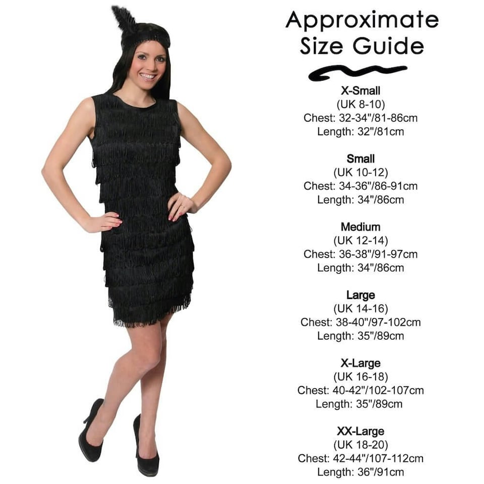 image 1 of Ladies Black Flapper Dress | Black | 2XL