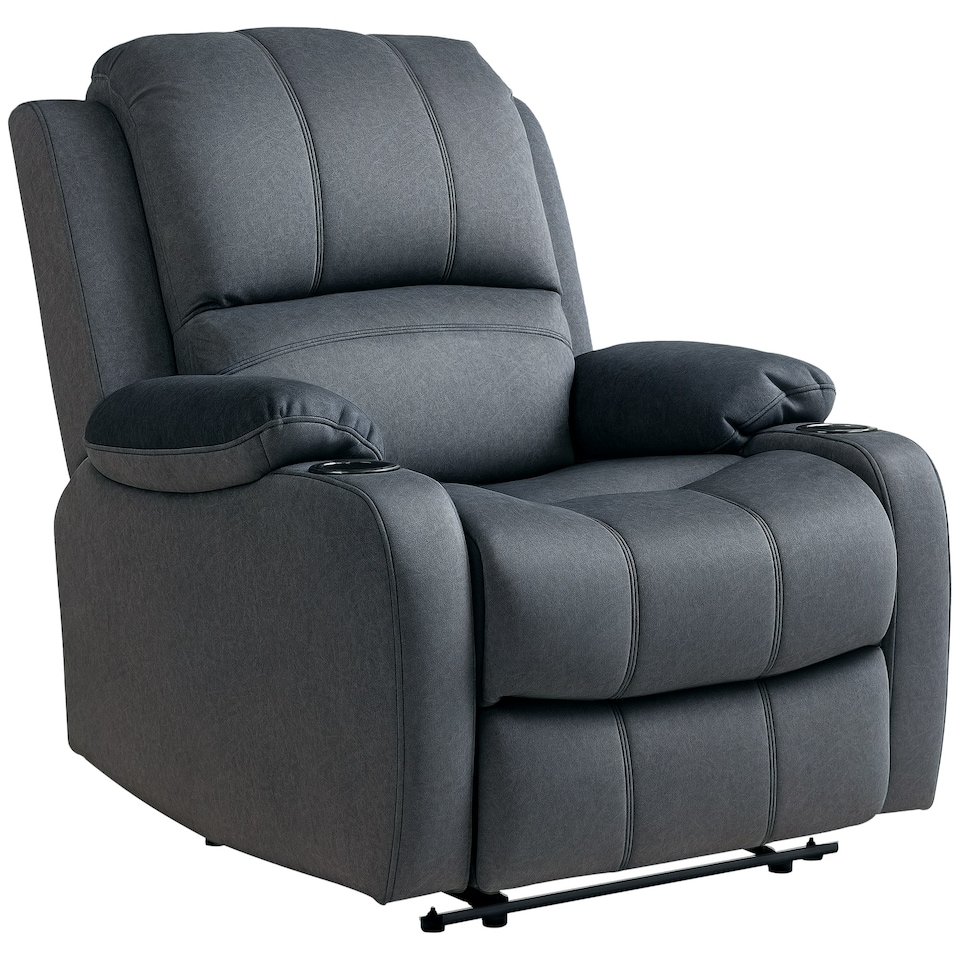 image 1 of HOMCOM Recliner Armchair for Living Room, Recliner Chair with Cup Holder Black | Multi | Chair