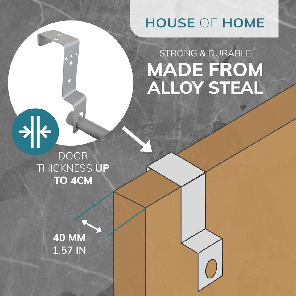 image 1 of House of Home Over-Door Towel Rack 4-Tier Bathroom Silver Storage Hanger Rail Bath Hand Towels