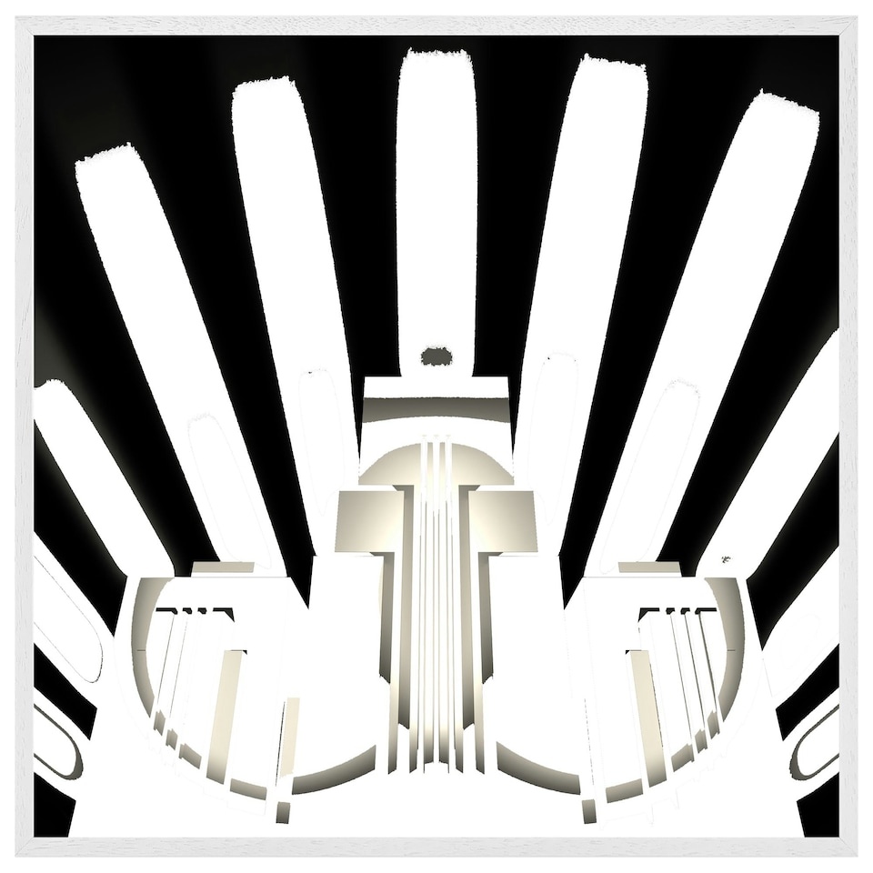 image 1 of Art deco skyscraper in black & white (Picture Frame) White | XL